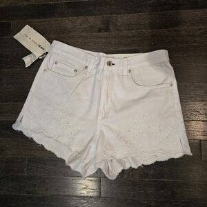 rag & bone White Embroidered Justine Jean Shorts - Distressed Denim - SZ 29